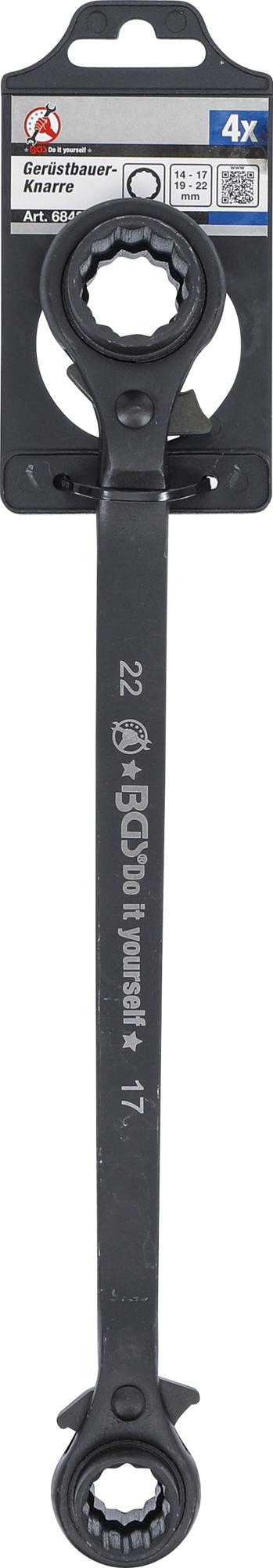 Kraftmann BGS DIY 6843 Scaffolding Ratchet 4-in-1 SW 14-17-19-22 mm Kraftmann BGS DIY 6843 Scaffolding Ratchet 4-in-1 SW 14-17-19-22 mm